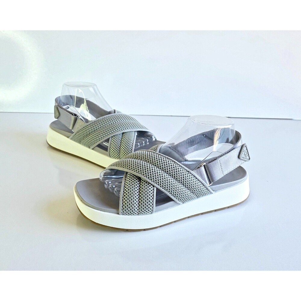 UGG Women's Nella Sandals Gray Slingback Sz 9 40 Mesh Platform Criss Cross